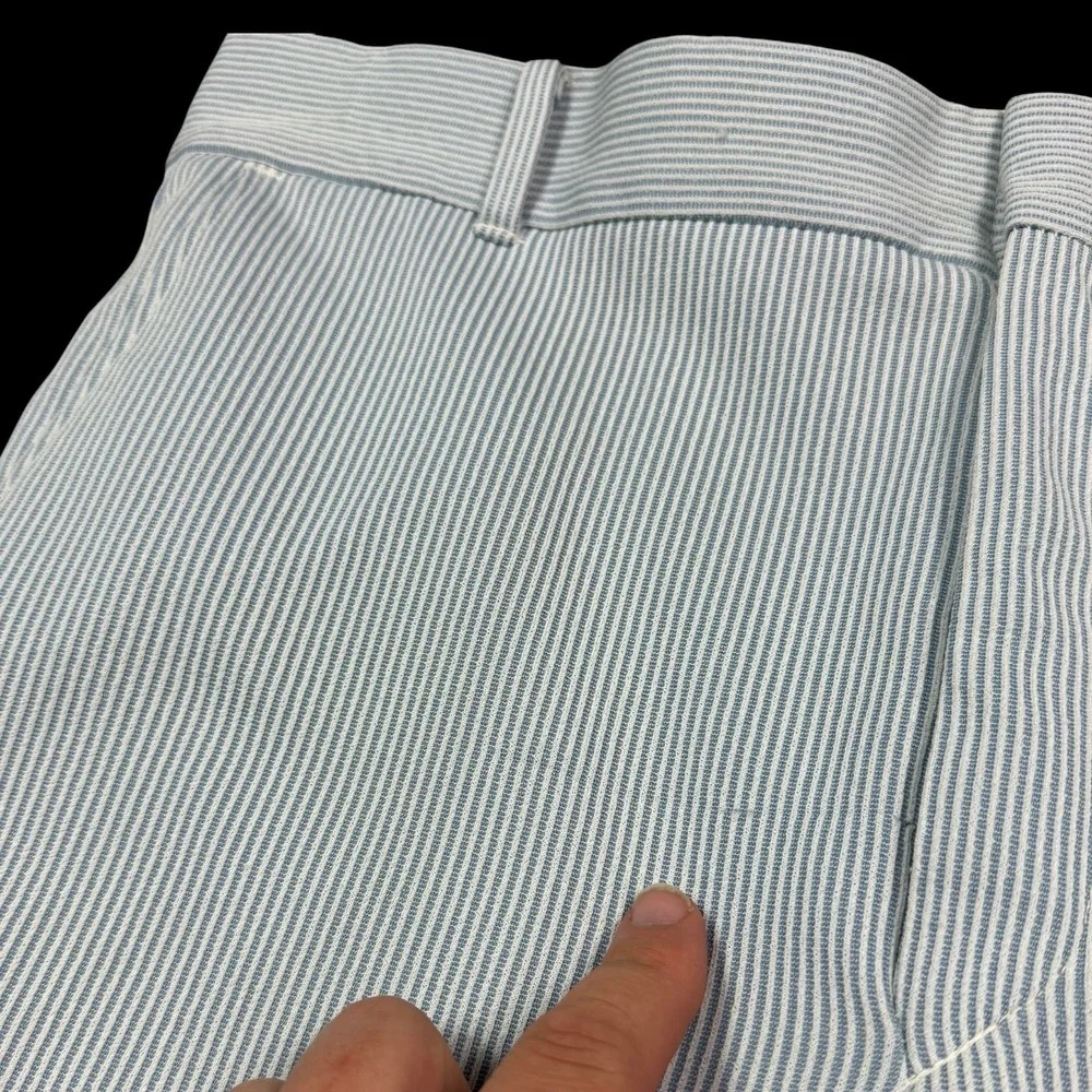 Vintage‎ 60s 70s Talon Zipper Blue/White Seersucker Pants Men's 33x27.75 FLAWS